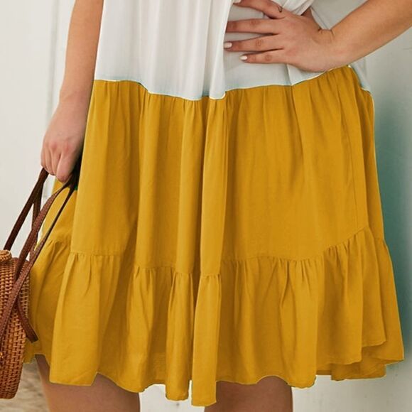 NEW! Super cute PLUS Size Boho Layered and Ruffled Colorblock Baby Doll Dress - Picture 5 of 6